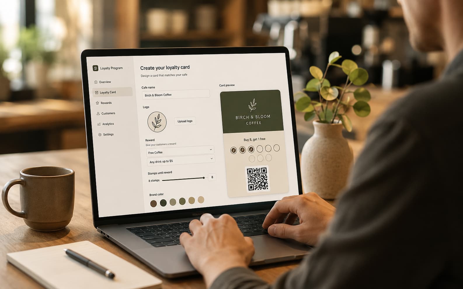 Kawhe store and card setup screen